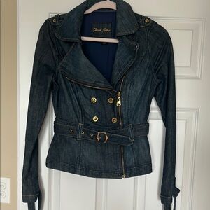 Guess Blue Jean Jacket with Peplum Waist
